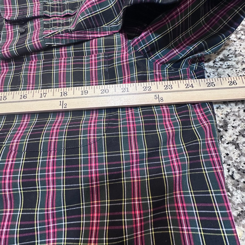 Club Room Mens Regular Fit Plaid Button Down Shirt Pink Black Cotton 16.5 34/35 - Picture 6 of 9
